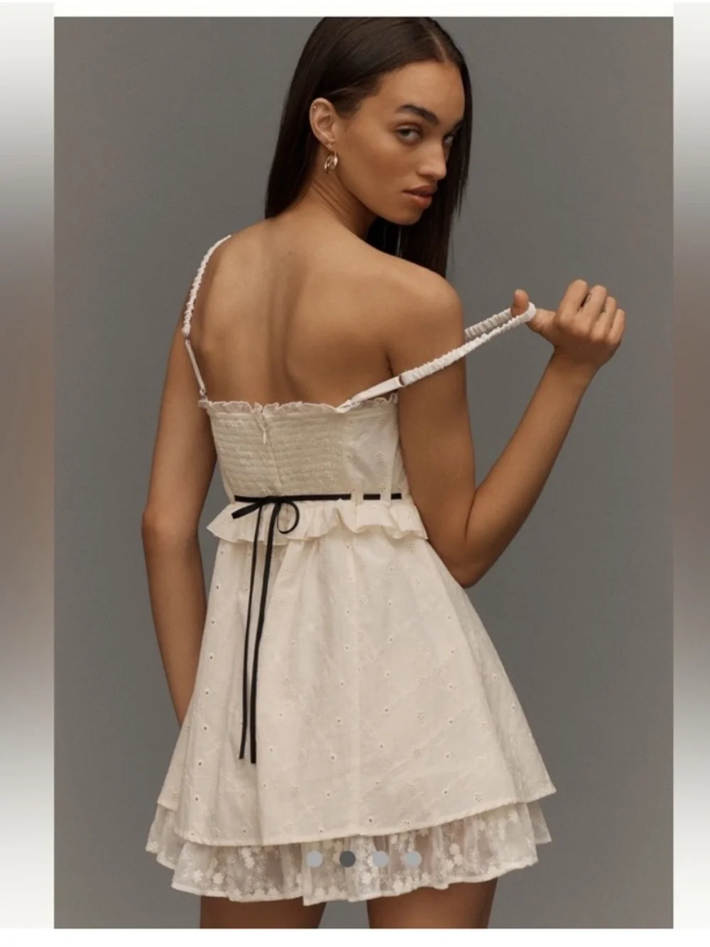 For Love & Lemons Sora Eyelet Mini Dress Size XS - Picture 3 of 11